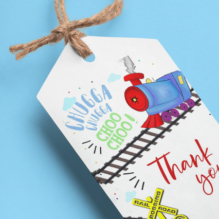 Train Theme Model 2 Birthday Favour Tags (2 x 3.5 inches/250 GSM Cardstock/Multicolour/30Pcs)