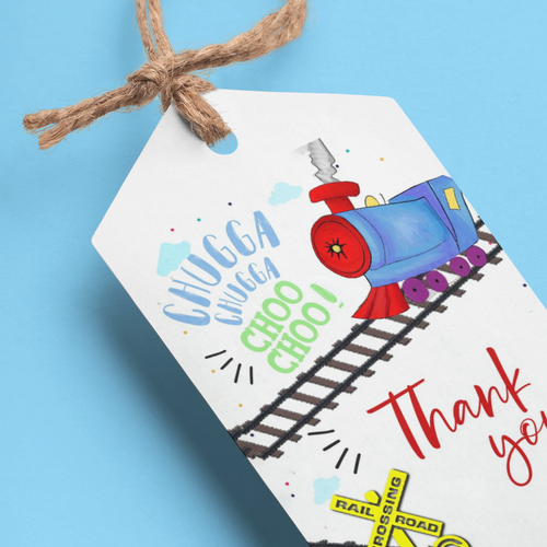 Load image into Gallery viewer, Train Theme Model 2 Birthday Favour Tags (2 x 3.5 inches/250 GSM Cardstock/Multicolour/30Pcs)
