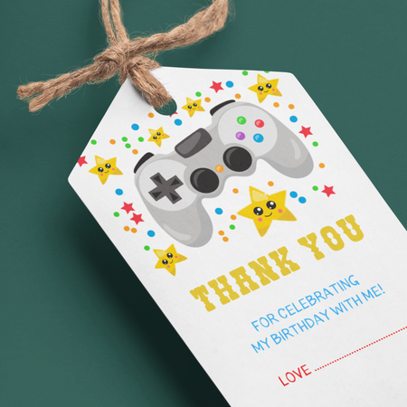 Game On Theme Birthday Favour Tags (2 x 3.5 inches/250 GSM Cardstock/Multicolour/30Pcs)
