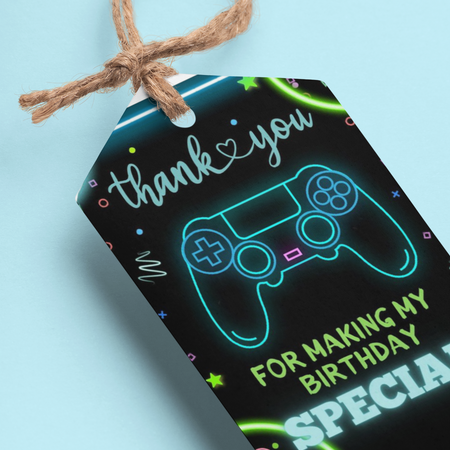 Game On Theme Birthday Favour Tags (2 x 3.5 inches/250 GSM Cardstock/Mixcolour/30Pcs)