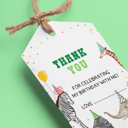 Jungle Theme Model 3 Birthday Favour Tags (2 x 3.5 inches/250 GSM Cardstock/Multicolour/30Pcs)
