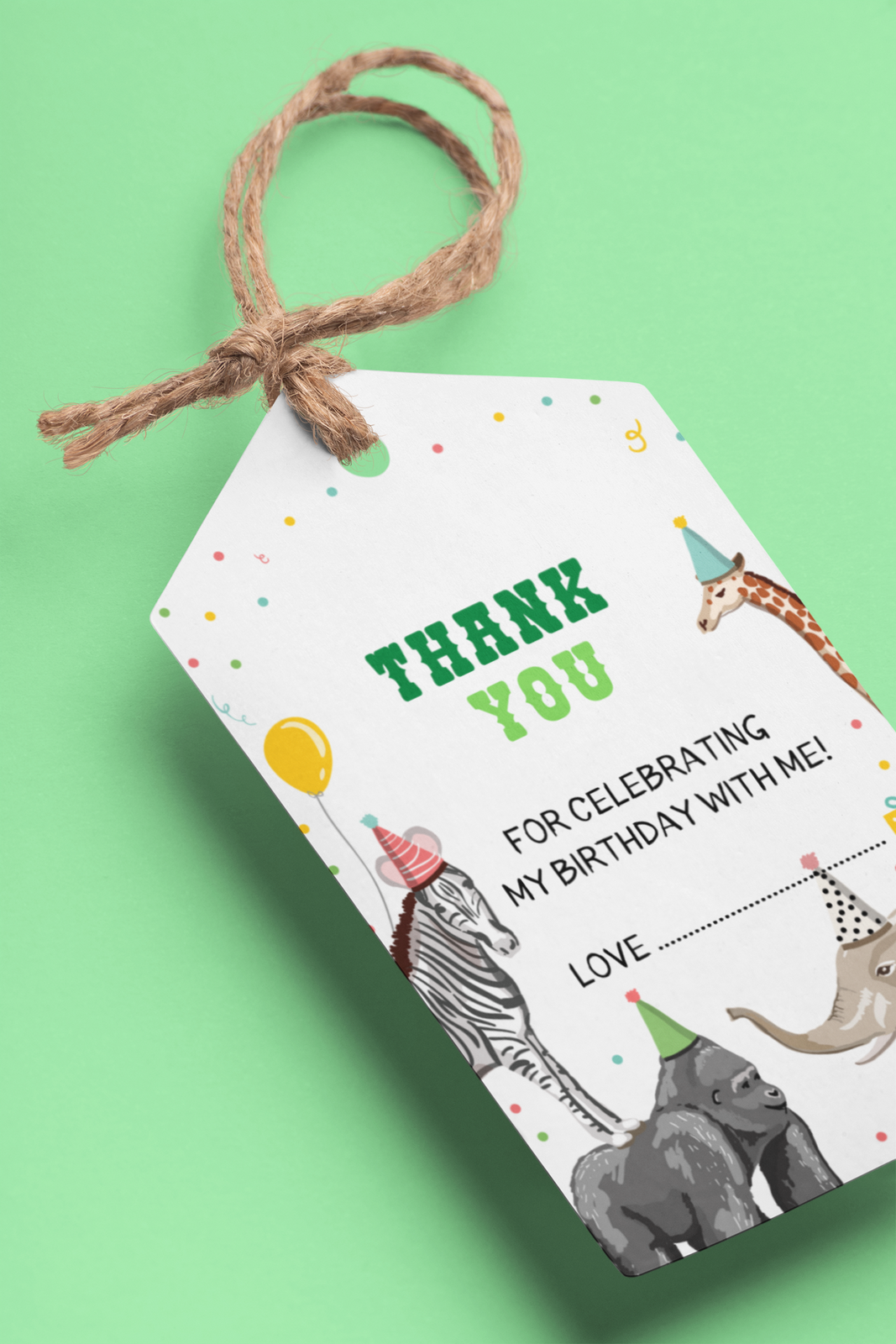 Jungle Theme Model 3 Birthday Favour Tags (2 x 3.5 inches/250 GSM Cardstock/Multicolour/30Pcs)