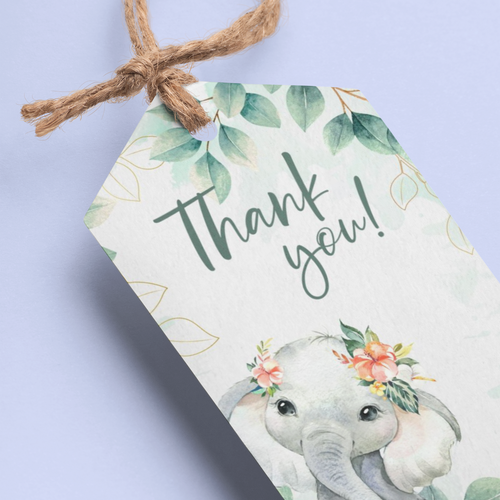 Load image into Gallery viewer, Elephant Theme Birthday Favour Tags (2 x 3.5 inches/250 GSM Cardstock/Mixcolour/30Pcs)
