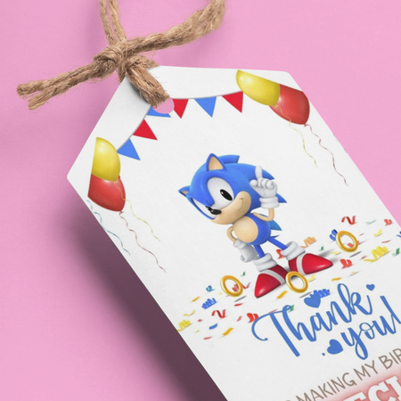 Sonic Theme Birthday Favour Tags (2 x 3.5 inches/250 GSM Cardstock/Mixcolour/30Pcs)