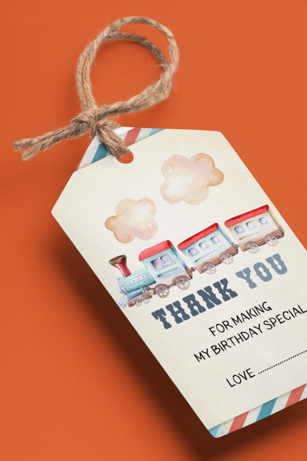 Train Theme Birthday Favour Tags (2 x 3.5 inches/250 GSM Cardstock/Multicolour/30Pcs)