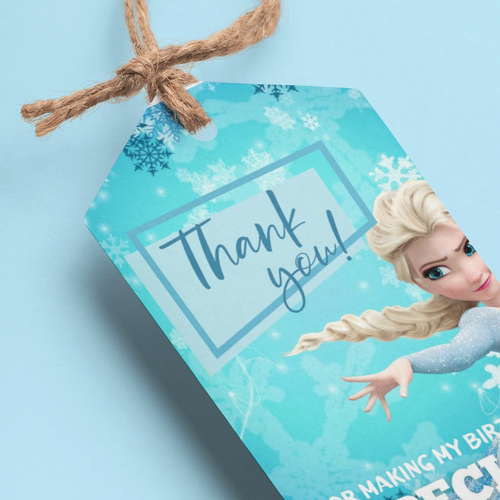 Load image into Gallery viewer, Frozen Elsa Theme Model 2 Birthday Favour Tags (2 x 3.5 inches/250 GSM Cardstock/Mixcolour/30Pcs)
