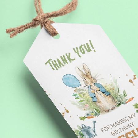 Peter Rabbit Theme Birthday Favour Tags (2 x 3.5 inches/250 GSM Cardstock/Mixcolour/30Pcs)