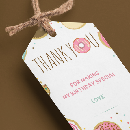 Doughnut Theme Birthday Favour Tags (2 x 3.5 inches/250 GSM Cardstock/Multicolour/30Pcs)