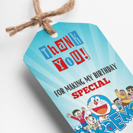 Doraemon Theme Birthday Favour Tags (2 x 3.5 inches/250 GSM Cardstock/Mixcolour/30Pcs)