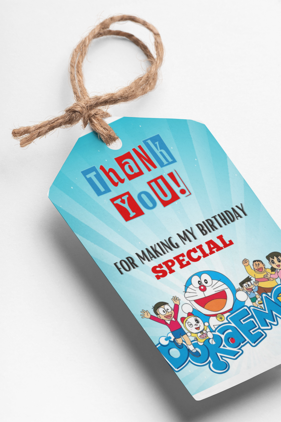 Doraemon Theme Birthday Favour Tags (2 x 3.5 inches/250 GSM Cardstock/Mixcolour/30Pcs)