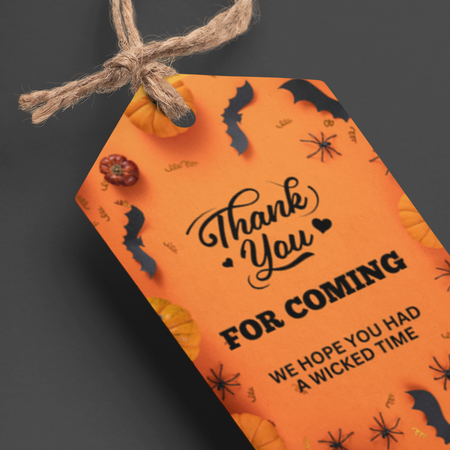 Halloween Theme Party Favour Tags - (3.5 Inches/250 GSM Cardstock/Orange, Black , & Yellow/30 Pcs)