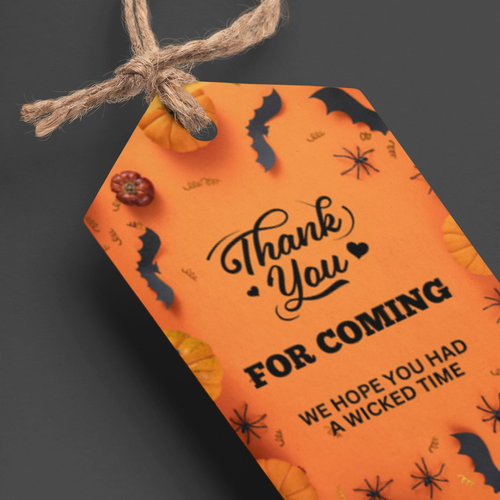 Load image into Gallery viewer, Halloween Theme Party Favour Tags - (3.5 Inches/250 GSM Cardstock/Orange, Black , &amp; Yellow/30 Pcs)
