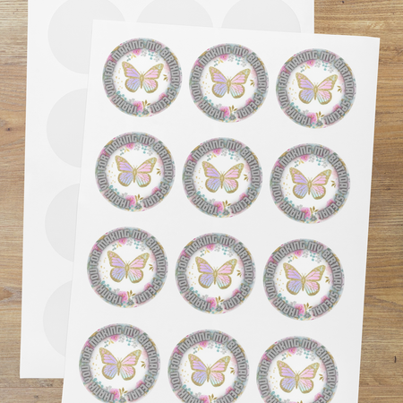 Butterfly Theme- Return Gift/birthday decor Thankyou Sticker (6 CM/Sticker/Mixcolour/24Pcs)