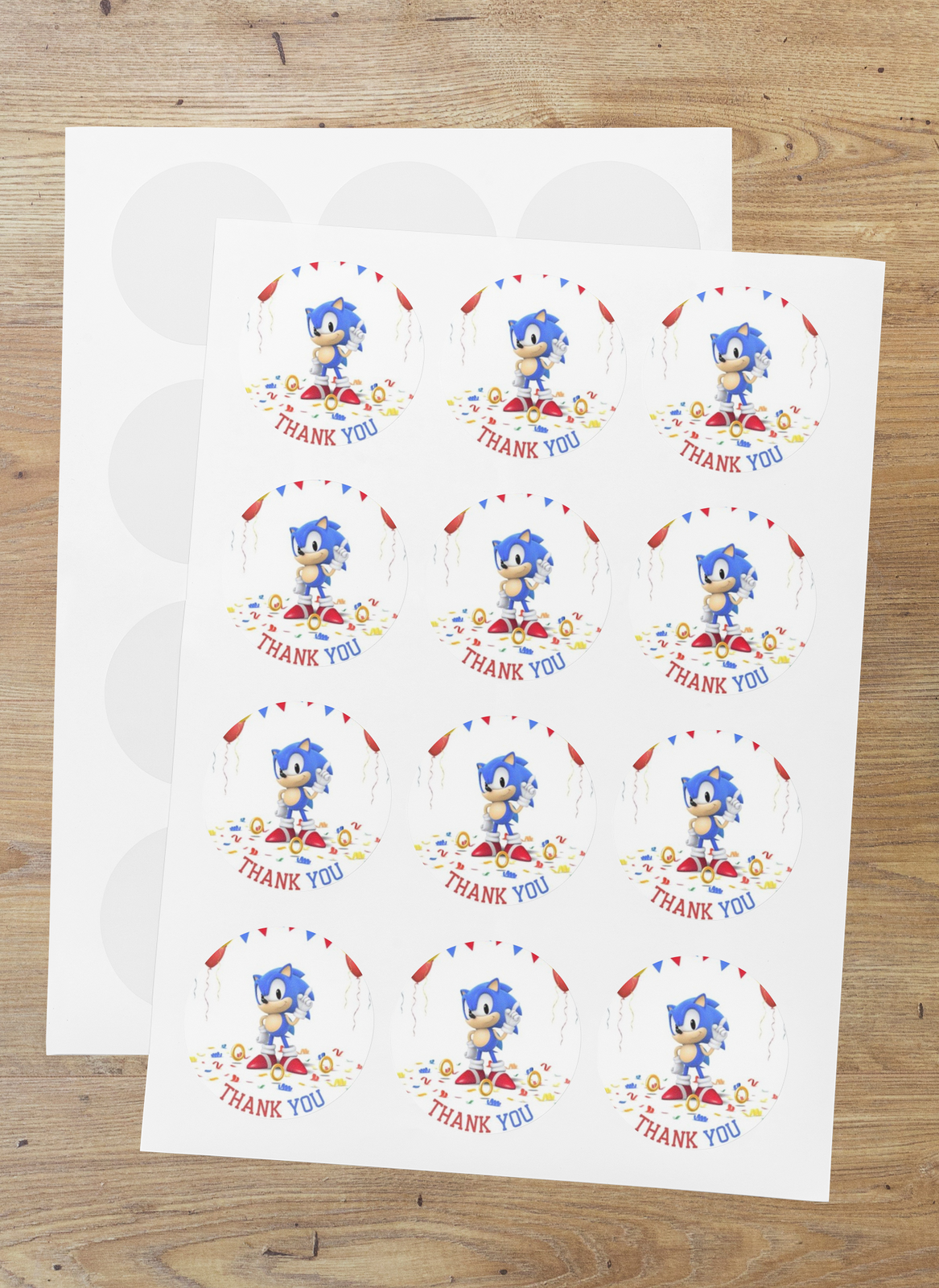 Sonic Theme- Return Gift/birthday decor Thankyou Sticker (6 CM/Sticker/Multicolour/24Pcs)