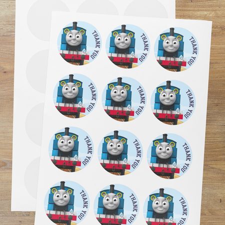 Thomas The Train Theme- Return Gift/birthday decor Thankyou Sticker (6 CM/Sticker/Multicolour/24Pcs)
