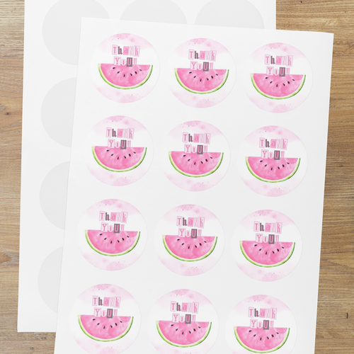 Load image into Gallery viewer, Melon Theme- Return Gift/birthday decor Thankyou Sticker (6 CM/Sticker/Multicolour/24Pcs)
