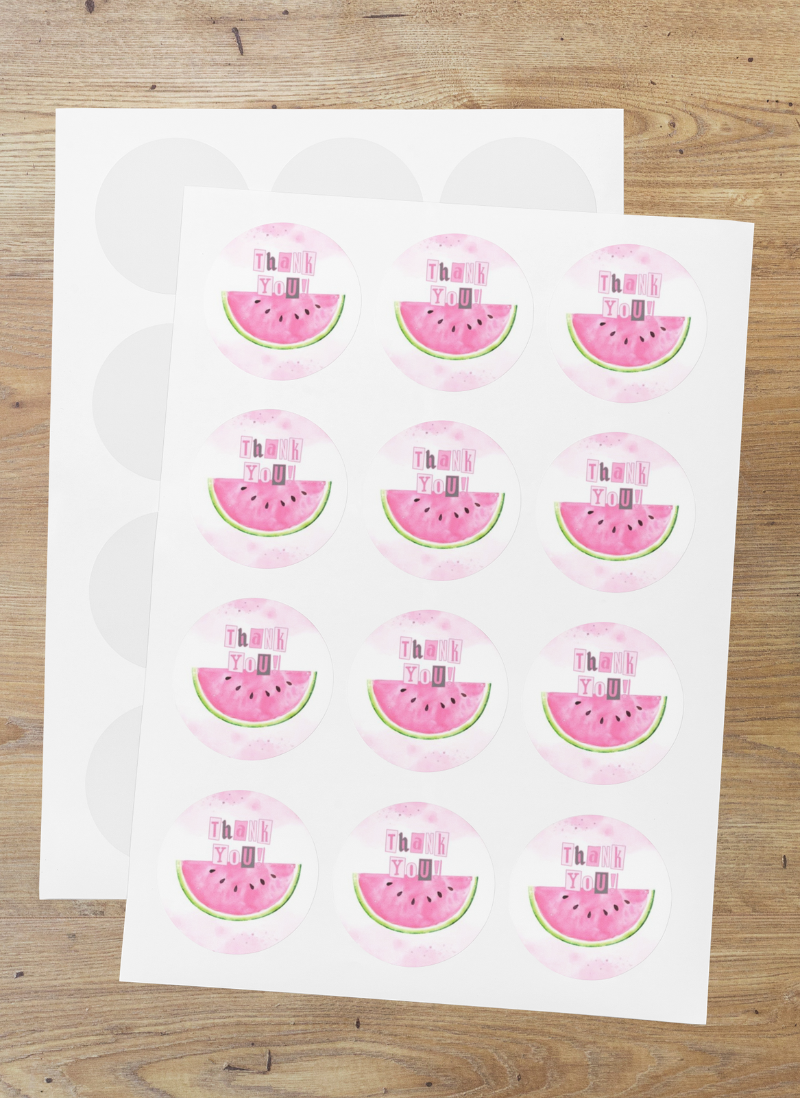 Melon Theme- Return Gift/birthday decor Thankyou Sticker (6 CM/Sticker/Multicolour/24Pcs)