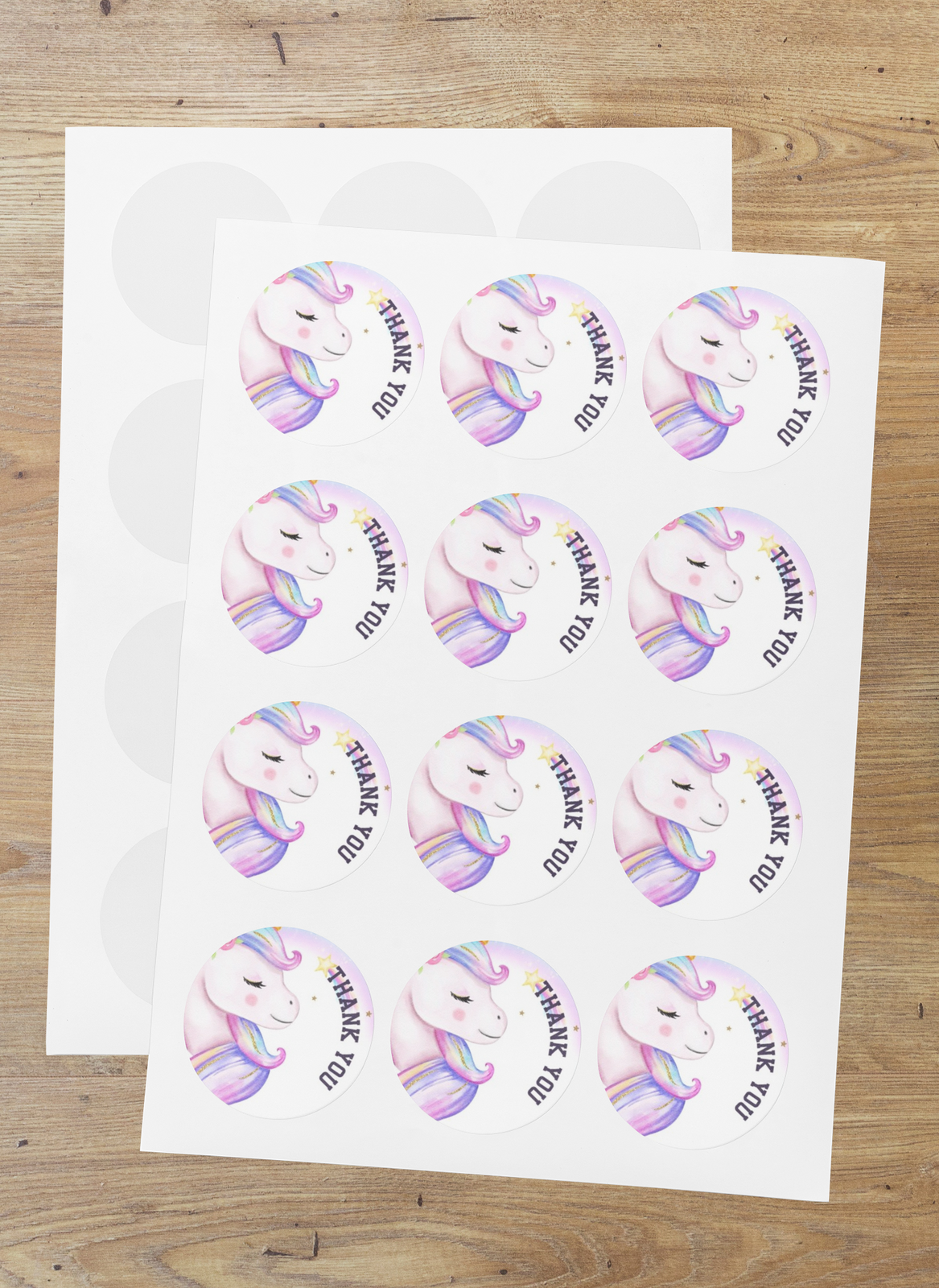 Unicorn Theme Model 2- Return Gift/birthday decor Thankyou Sticker (6 CM/Sticker/Mixcolour/24Pcs)