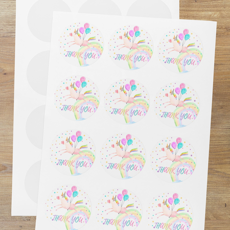 Unicorn Theme- Return Gift/birthday decor Thankyou Sticker (6 CM/Sticker/Mixcolour/24Pcs)