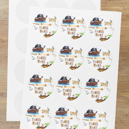 Pirates Theme- Return Gift/birthday decor Thankyou Sticker (6 CM/Sticker/Mixcolour/24Pcs)