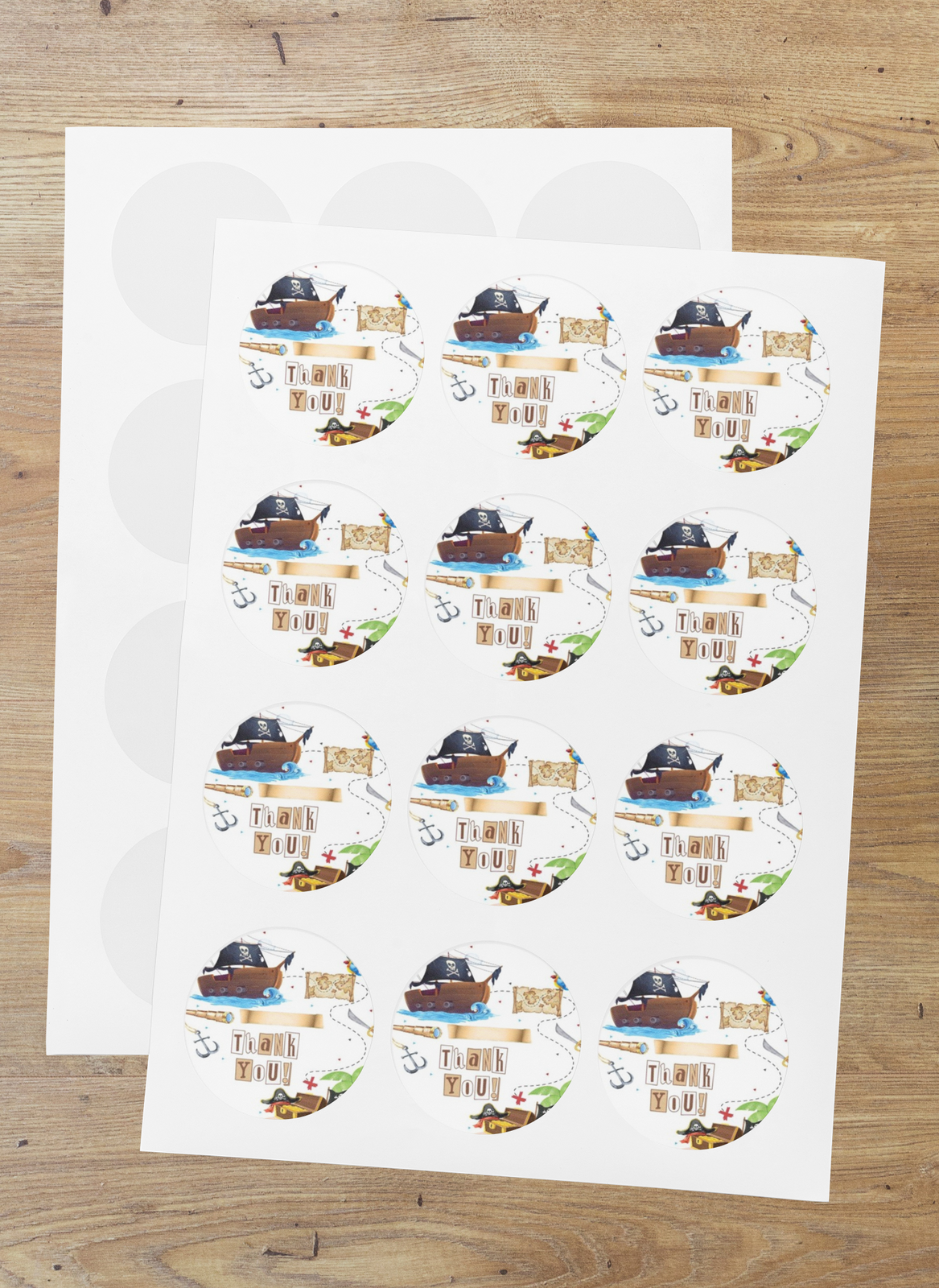 Pirates Theme- Return Gift/birthday decor Thankyou Sticker (6 CM/Sticker/Mixcolour/24Pcs)