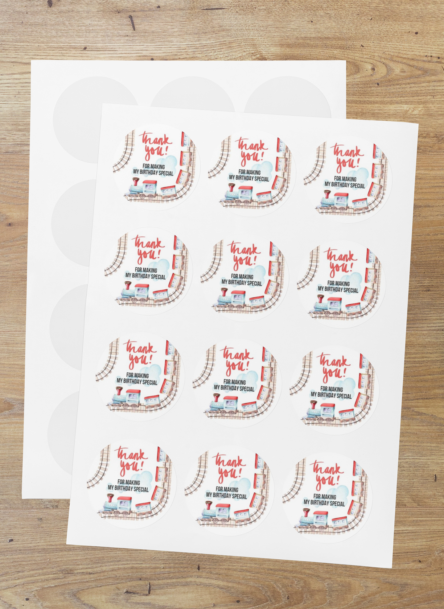 Train Theme- Return Gift/birthday decor Thankyou Sticker (6 CM/Sticker/Mixcolour/24Pcs)