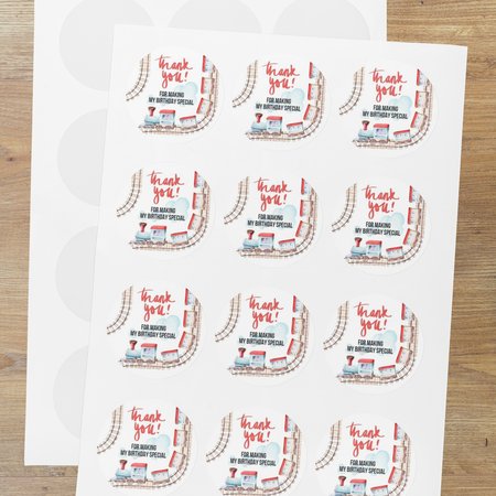 Train Theme- Return Gift/birthday decor Thankyou Sticker (6 CM/Sticker/Mixcolour/24Pcs)