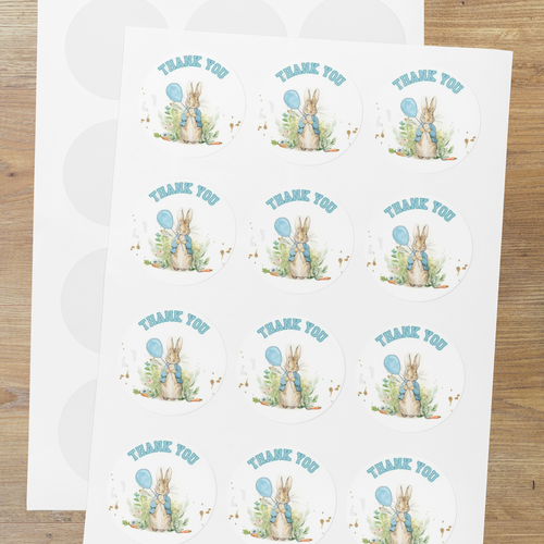 Load image into Gallery viewer, Peter Rabbit Theme- Return Gift/birthday decor Thankyou Sticker (6 CM/Sticker/Multicolour/24Pcs)
