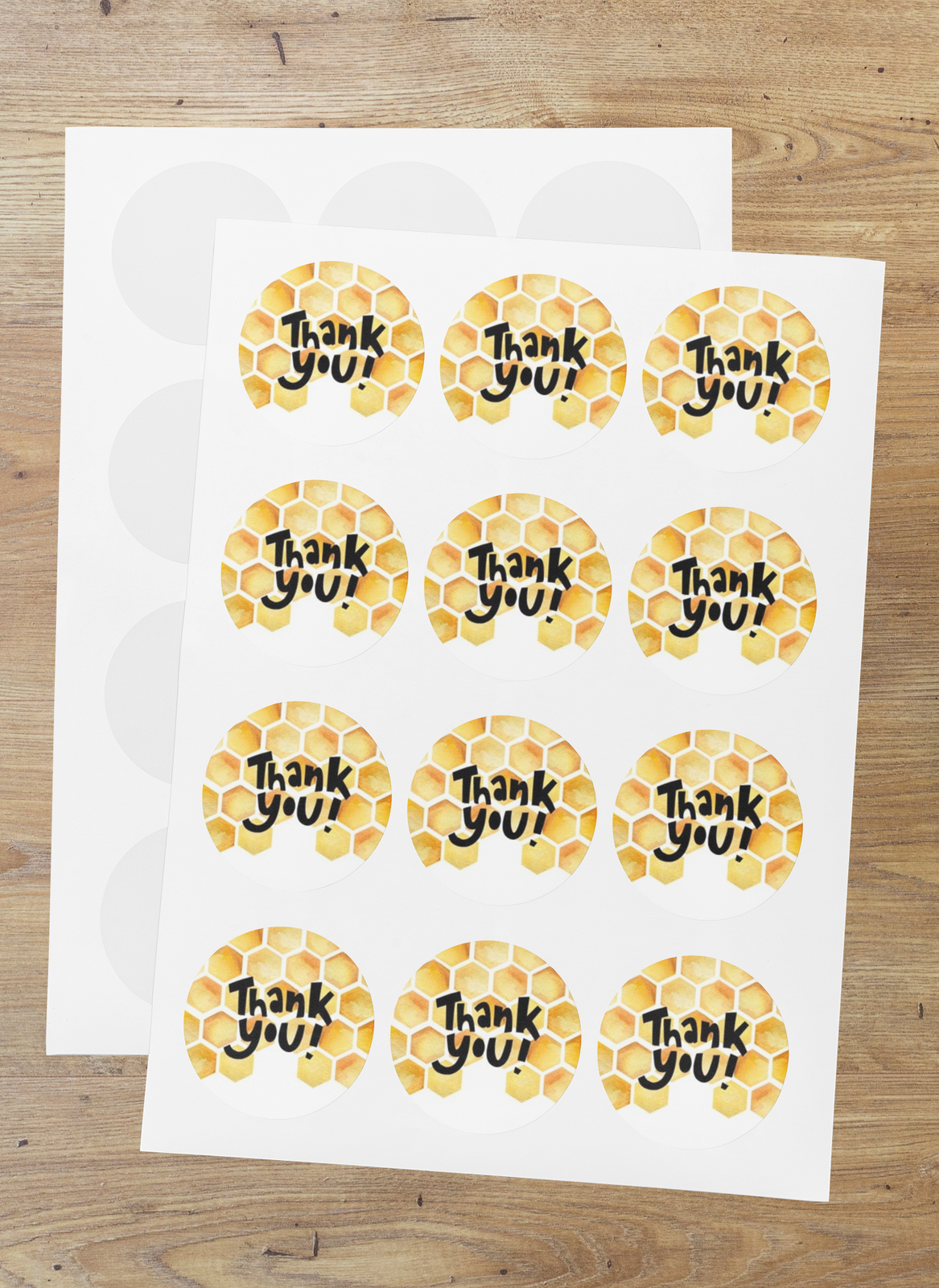 Bumble bee Theme- Return Gift/birthday decor Thankyou Sticker (6 CM/Sticker/Gold, Black, White/24Pcs)