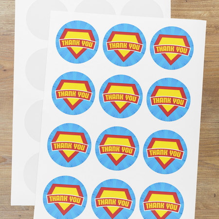Superhero Theme- Return Gift/birthday decor Thankyou Sticker (6 CM/Sticker/Mixcolour/24Pcs)
