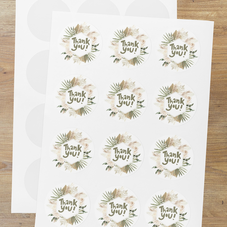 Floral Theme- Return Gift/birthday decor Thankyou Sticker (6 CM/Sticker/Mixcolour/24Pcs)