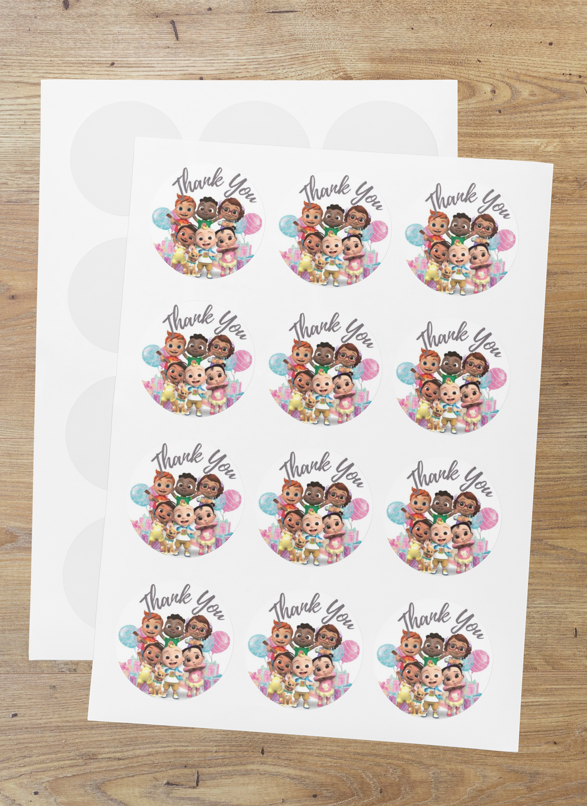 Cocomelon Theme- Return Gift/birthday decor Thankyou Sticker (6 CM/Sticker/Multicolour/24Pcs)