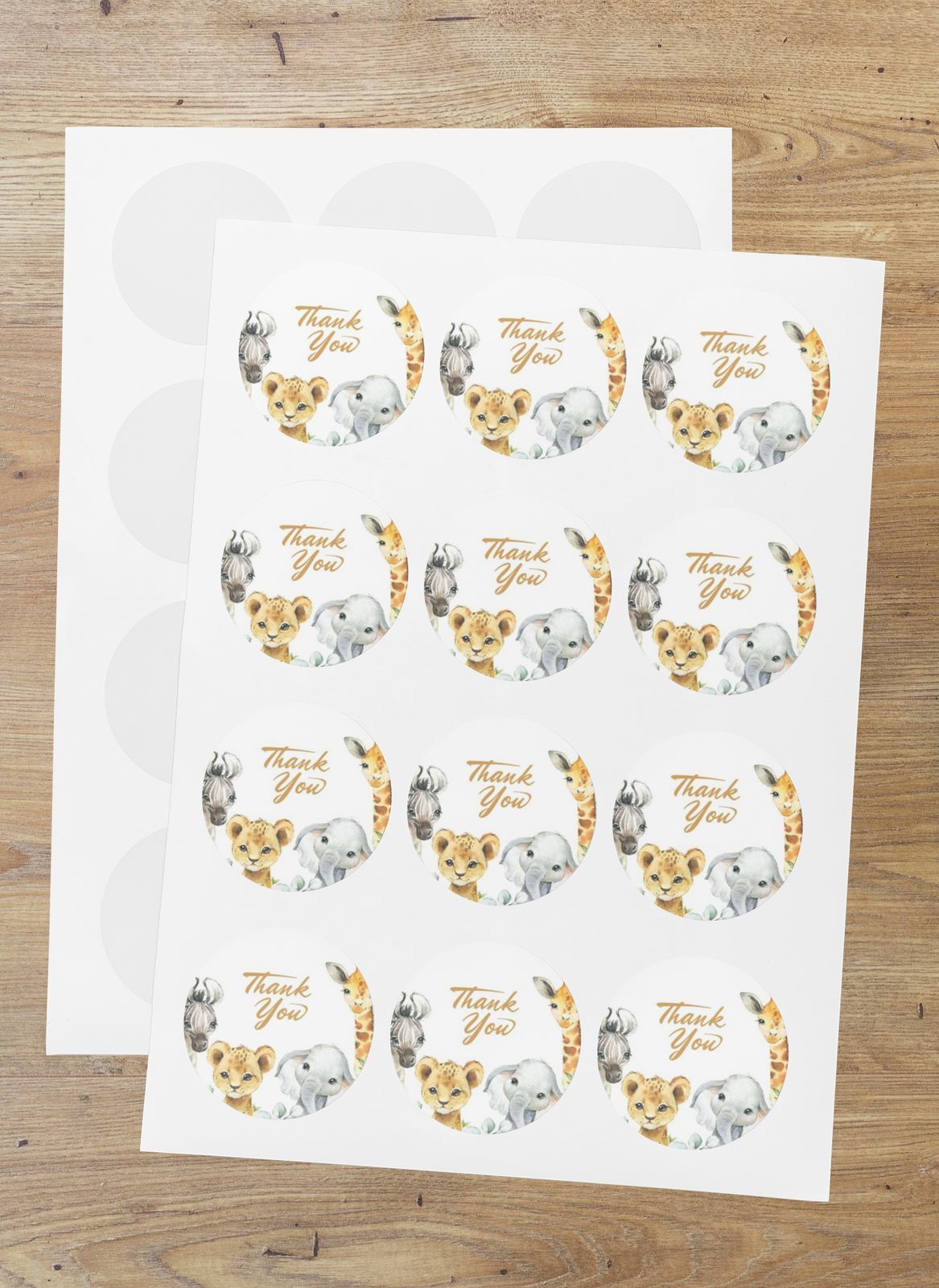 Animals Theme- Return Gift/birthday decor Thankyou Sticker (6 CM/Sticker/Multicolour/24Pcs)