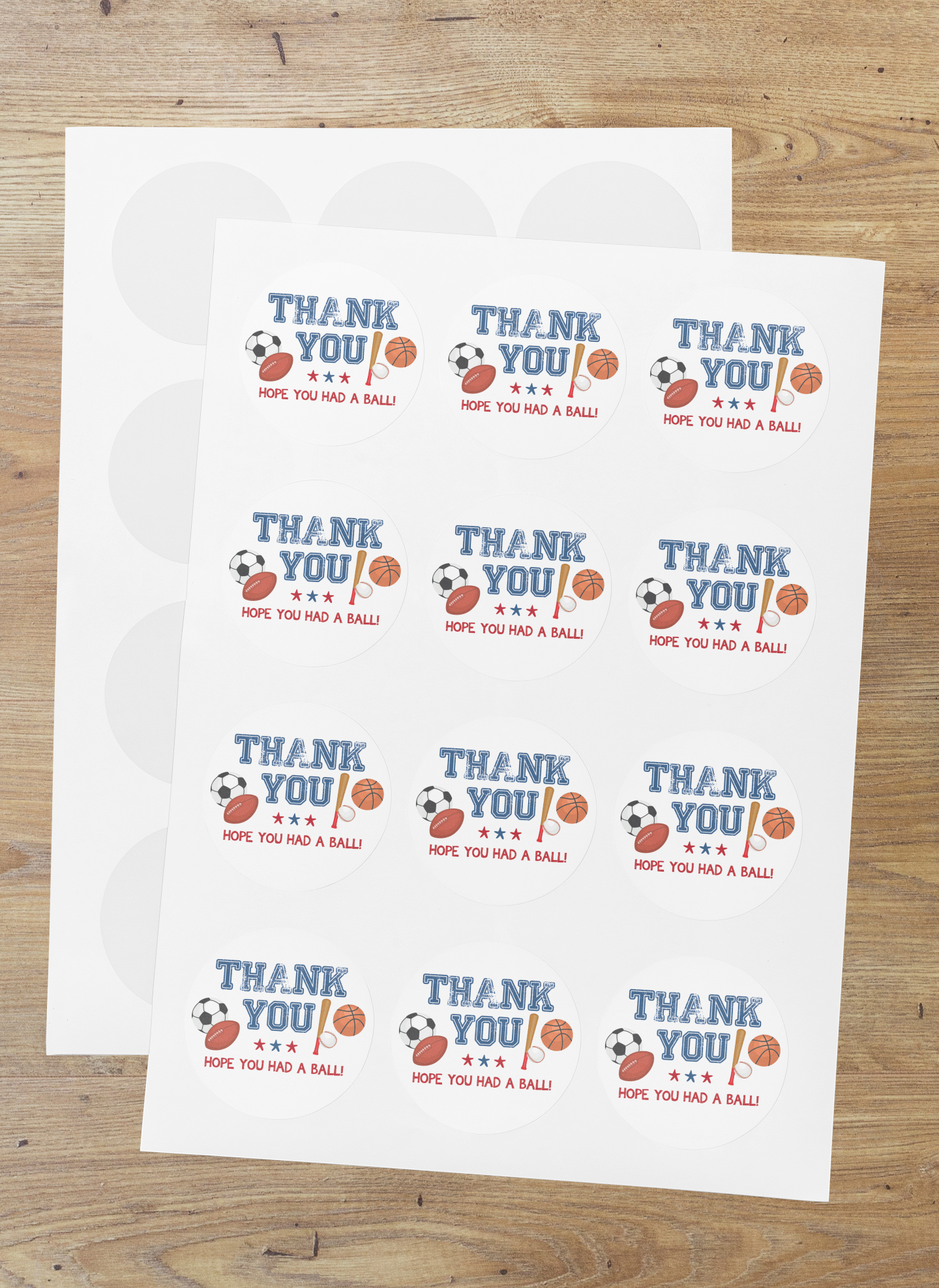 Sport Theme- Return Gift/birthday decor Thankyou Sticker (6 CM/Sticker/Mixcolour/24Pcs)