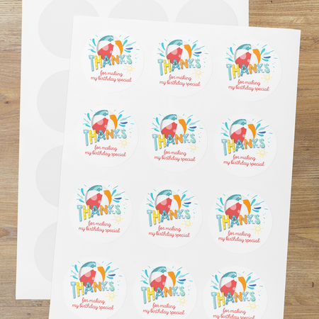 Ball Theme- Return Gift/birthday decor Thankyou Sticker (6 CM/Sticker/Mixcolour/24Pcs)