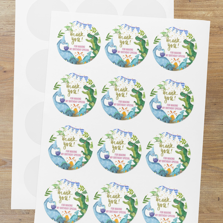 Dinosaur Theme- Return Gift/birthday decor Thankyou Sticker (6 CM/Sticker/Mixcolour/24Pcs)