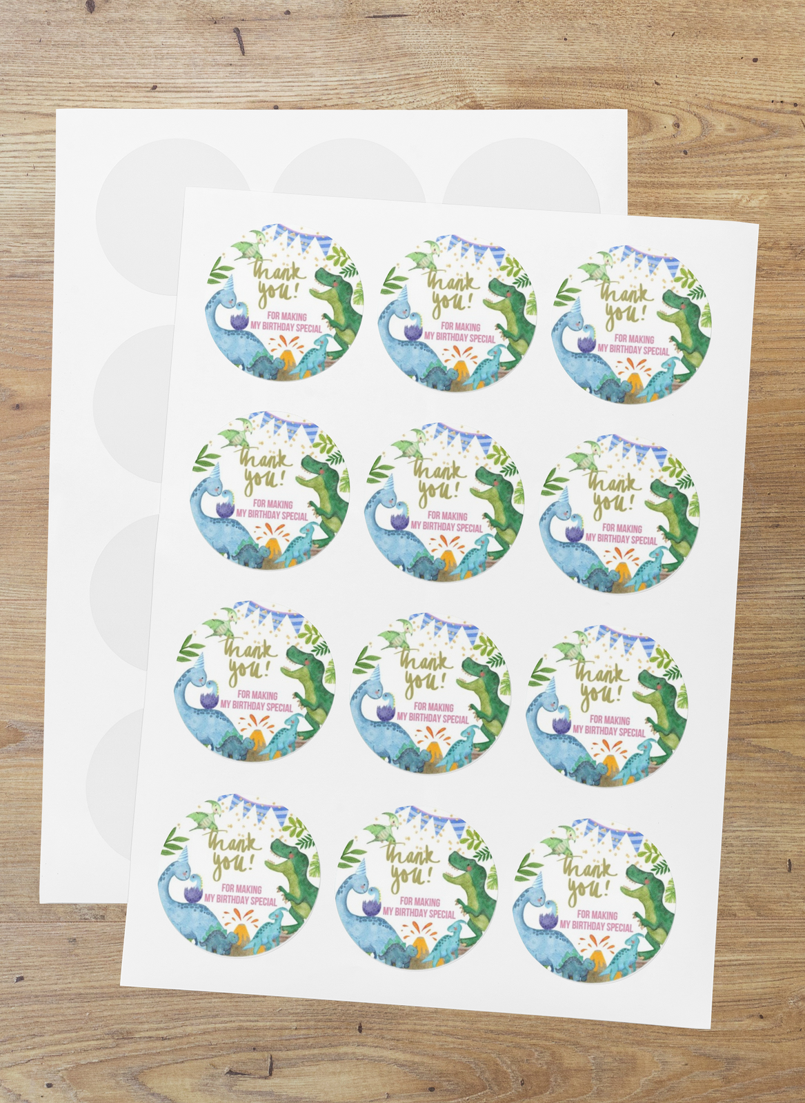 Dinosaur Theme- Return Gift/birthday decor Thankyou Sticker (6 CM/Sticker/Mixcolour/24Pcs)