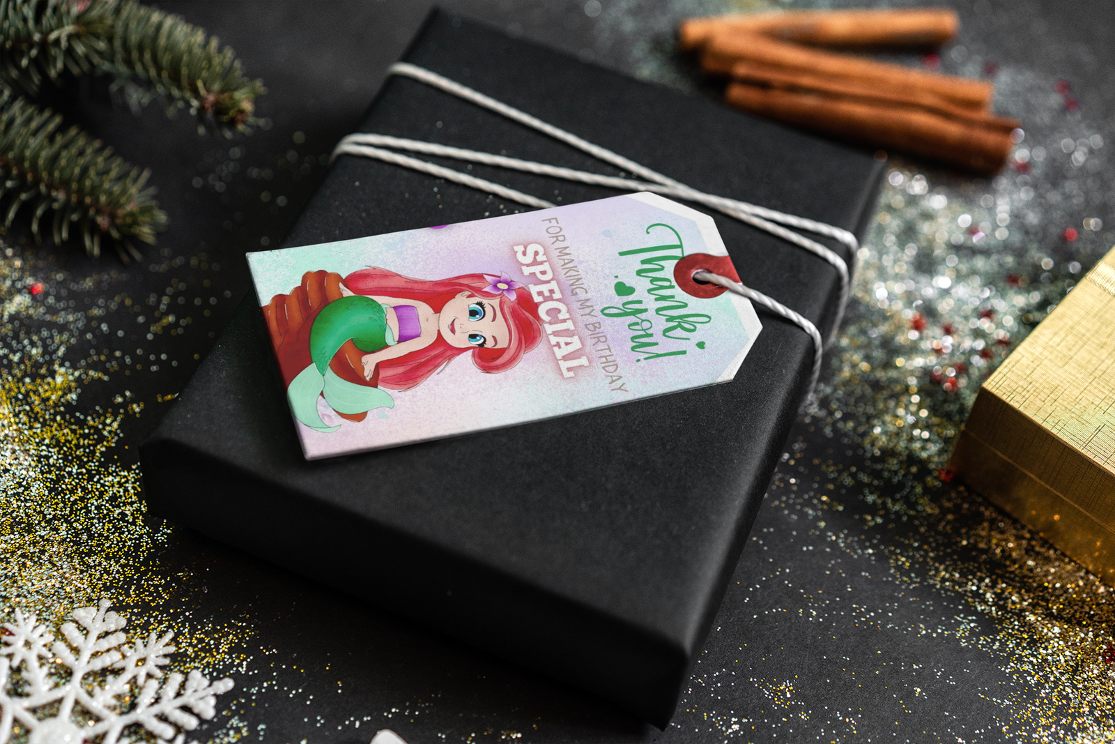 Little Mermaid Theme Birthday Favour Tags (2 x 3.5 inches/250 GSM Cardstock/Mixcolour/30Pcs)