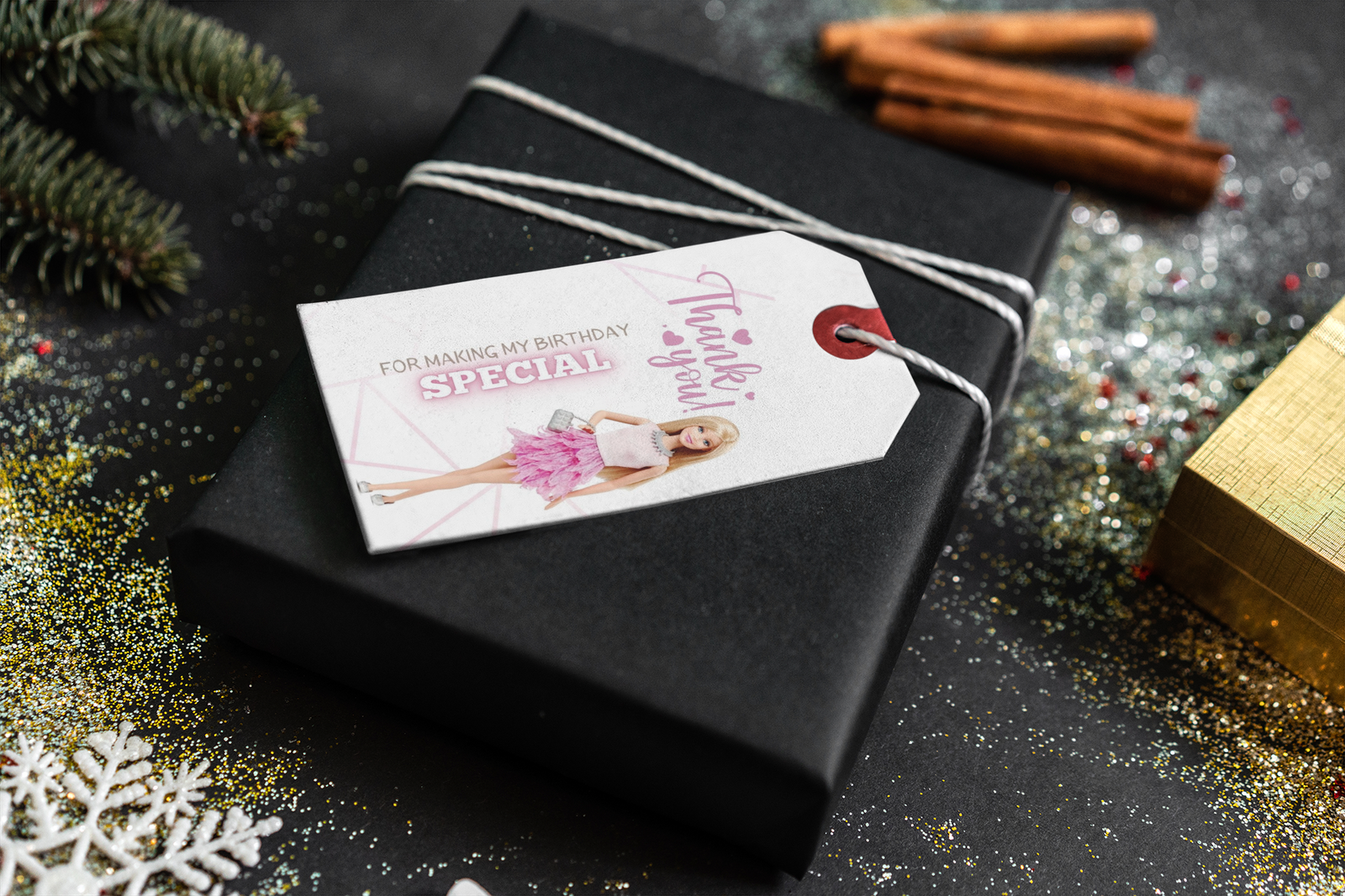 Barbie Pink Theme Birthday Favour Tags (2 x 3.5 inches/250 GSM Cardstock/Purple, pink, and White/30Pcs)