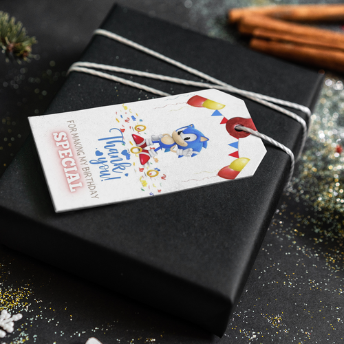 Load image into Gallery viewer, Sonic Theme Birthday Favour Tags (2 x 3.5 inches/250 GSM Cardstock/Mixcolour/30Pcs)
