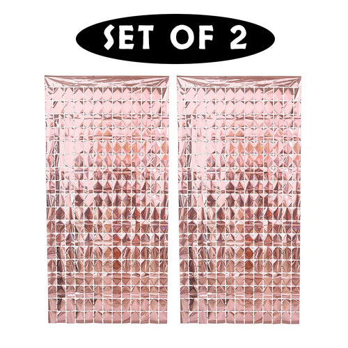 Load image into Gallery viewer, Rose Gold Foil Sequin Curtains For Birthday Decoration Foil Curtain, Anniversary Decoration Items For Home, Bachelorette, Bridal Shower (Set of 2)
