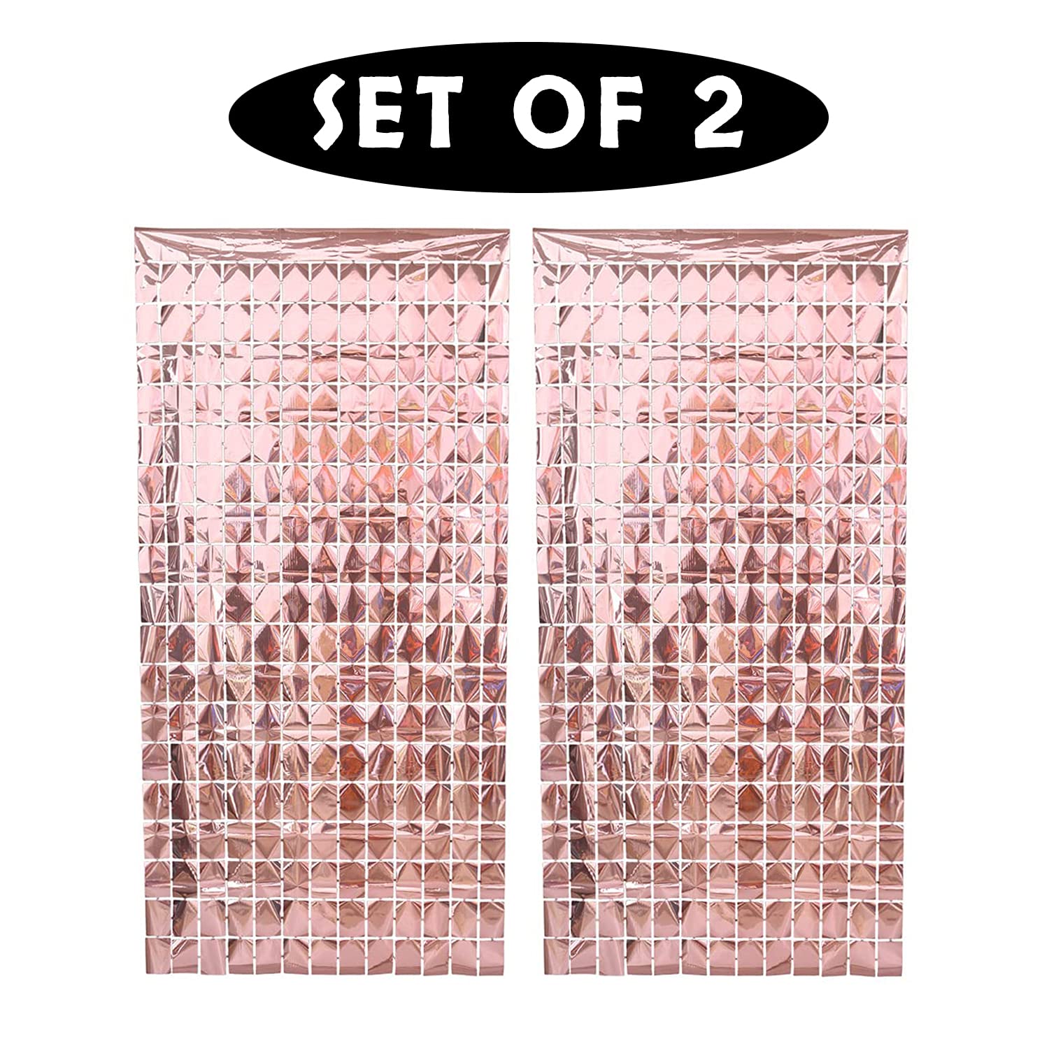 Rose Gold Foil Sequin Curtains For Birthday Decoration Foil Curtain, Anniversary Decoration Items For Home, Bachelorette, Bridal Shower (Set of 2)