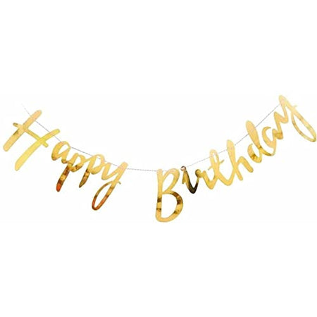 Happy Birthday Banner Cursive Gold Dangler