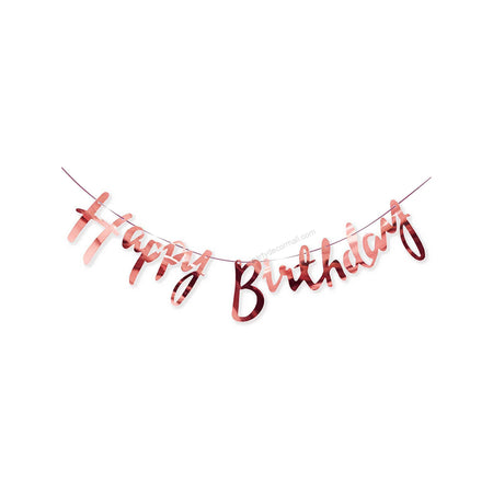 Happy Birthday Banner Cursive Rose Gold Dangler