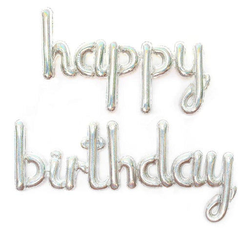 Load image into Gallery viewer, Happy Birthday Cursive Silver Foil Balloon Party Decoration
