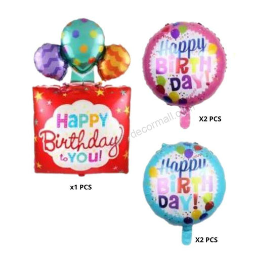 Load image into Gallery viewer, Printed Happy Birthday To you helium quality foil balloon ( pack of 5) Balloon  (Multicolor, Pack of 5)
