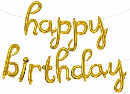 Happy Birthday Cursive Gold Foil Balloon Party Decoration