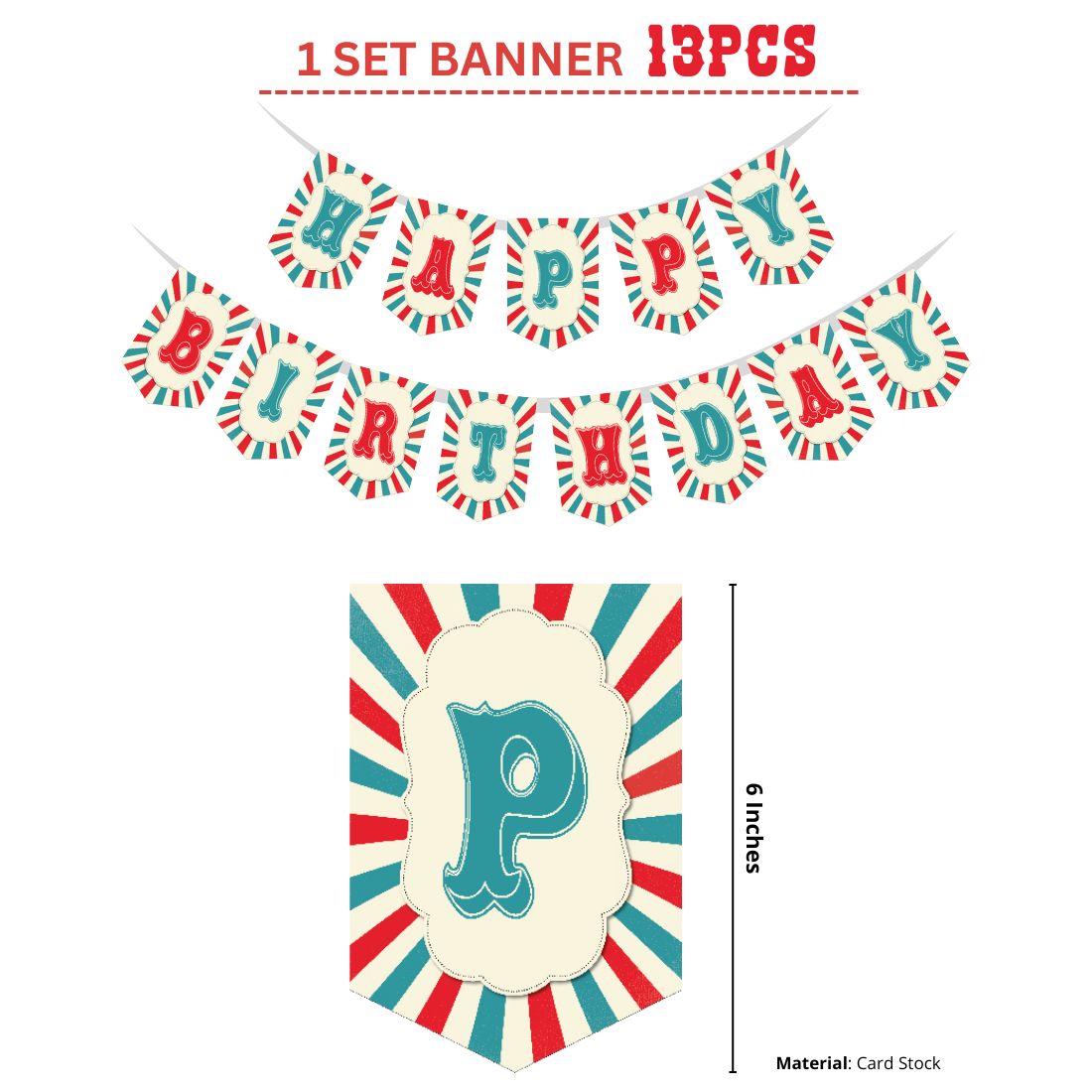 Carnival Theme Birthday Kits (6 Inches/250 GSM Cardstock/Mixcolour/55Pcs)