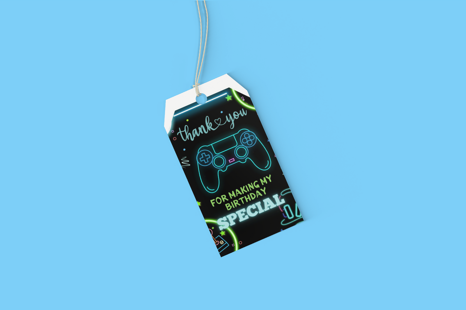 Game On Theme Birthday Favour Tags (2 x 3.5 inches/250 GSM Cardstock/Mixcolour/30Pcs)