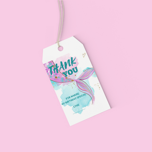 Load image into Gallery viewer, Mermaid Theme Birthday Favour Tags (2 x 3.5 inches/250 GSM Cardstock/Multicolour/30Pcs)

